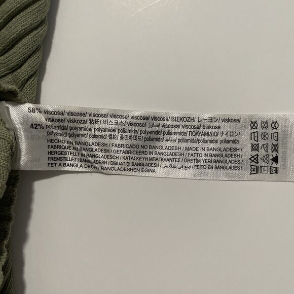 Zara Women's Ribbed One Shoulder Crop Tank Green Size Small Stretch Festival - Picture 8 of 8